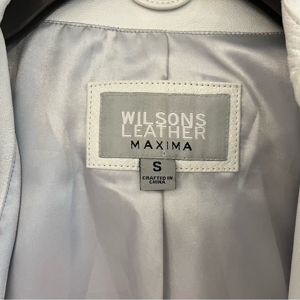Wilson Leather Off White Leather Jacket Zip Front  Sz S - Picture 8 of 9